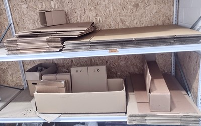 Lot 345 - Flatpack boxes of various sizes across two...