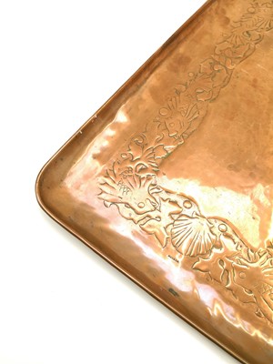 Lot 6 - A Newlyn copper rectangular tray.