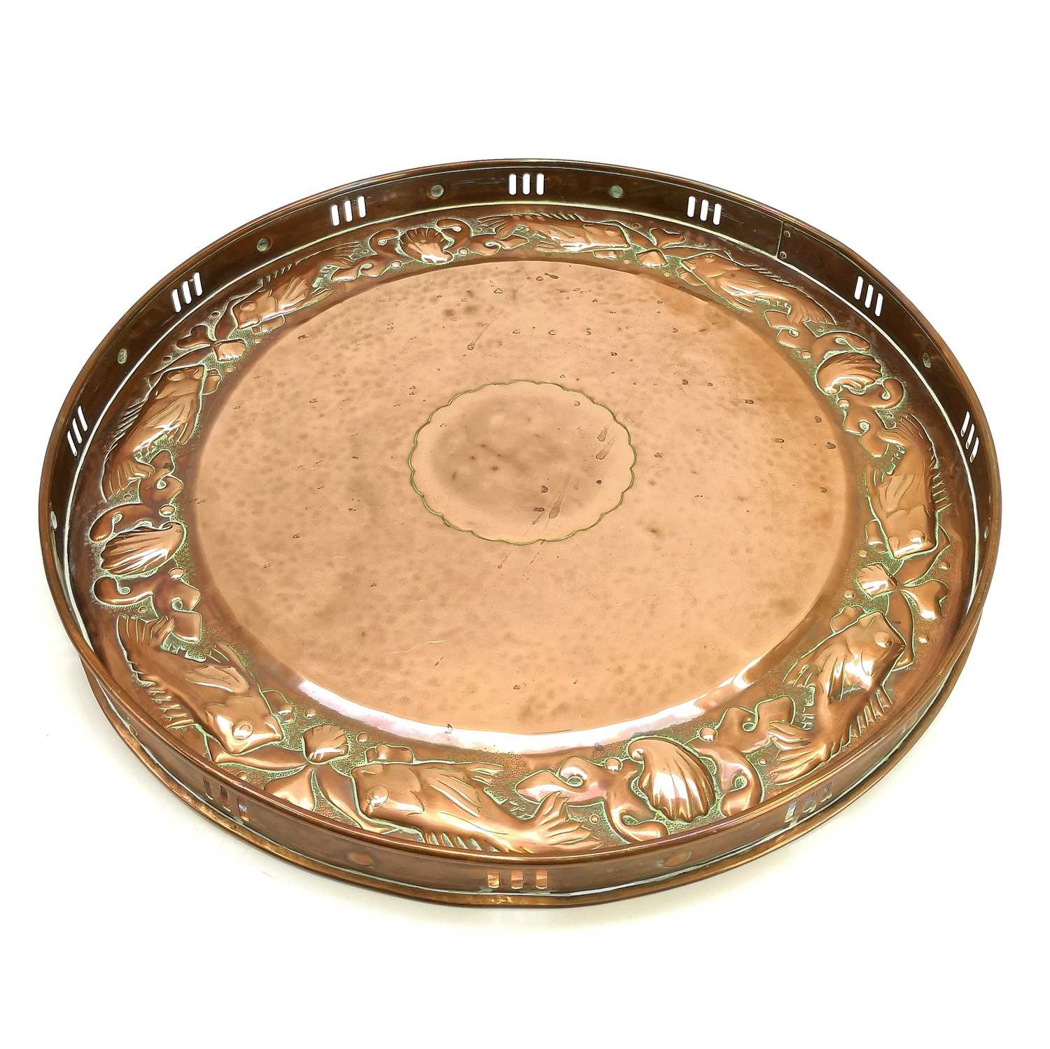 Lot 7 - A Newlyn circular copper tray.