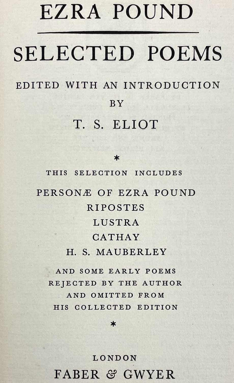 Lot 268 - EZRA POUND, 'Selected Poems', 1928.