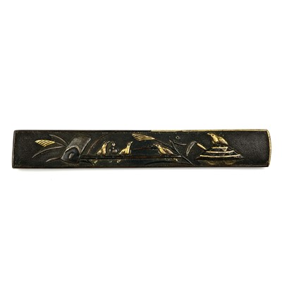 Lot 26 - A Japanese bronze and gold kozuka, (knife handle) Edo period.