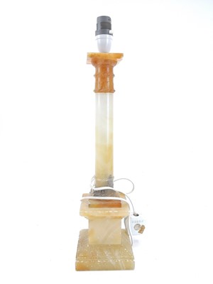 Lot 139 - An alabaster table lamp base in the form of a column.