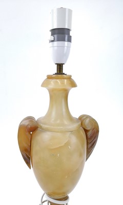 Lot 139 - An alabaster table lamp base in the form of a column.