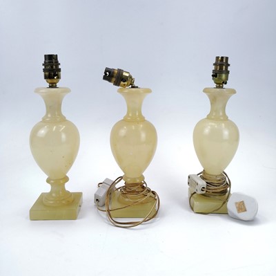 Lot 139 - An alabaster table lamp base in the form of a column.