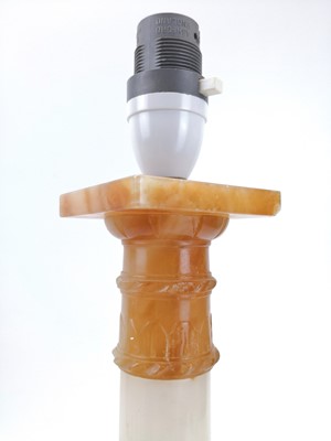 Lot 139 - An alabaster table lamp base in the form of a column.