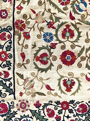 Lot 13 - A Bokhara silk embroidered cotton susani, Uzbekistan, 19th century.
