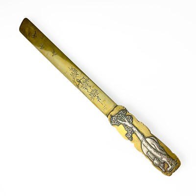 Lot 84 - A Japanese bronze and silver paper knife, Meiji period.