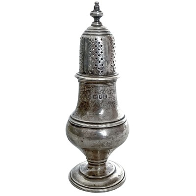 Lot 132 - A George V silver baluster pepper caster.