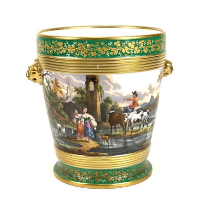 Lot 809 - A French porcelain cache pot and stand.