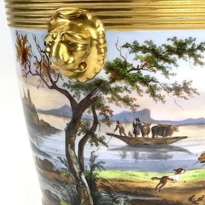 Lot 809 - A French porcelain cache pot and stand.