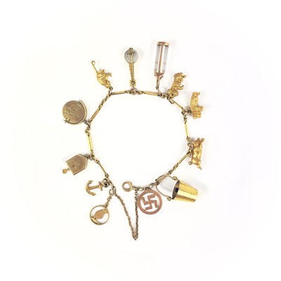 Lot 106 - A 9ct gold charm bracelet.