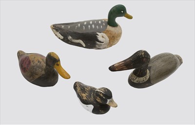 Lot 158 - Five wooden decoy ducks including a Teal and a...