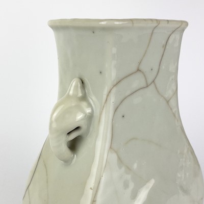 Lot 52 - A Chinese celadon crackle-glazed porcelain hu-shaped vase, 19th century.