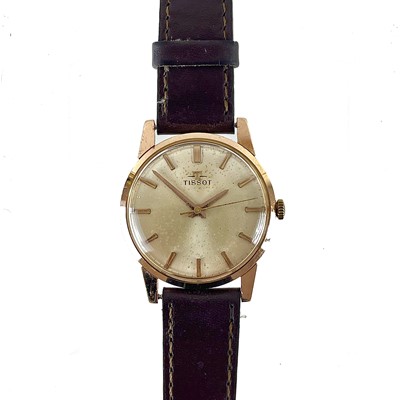 Lot 487 - A Tissot 18ct rose gold gents manual wind wristwatch.