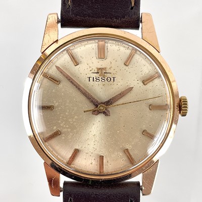 Lot 487 - A Tissot 18ct rose gold gents manual wind wristwatch.