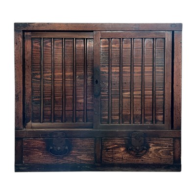 Lot 99 - A Japanese elm Tansu chest, Meiji period, 19th century.