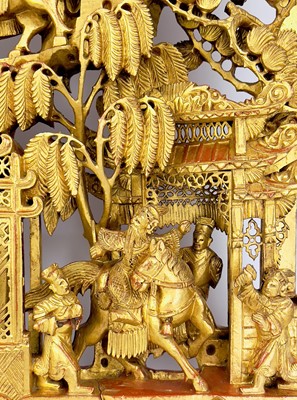 Lot 80 - A Chinese carved giltwood panel, early 20th century.