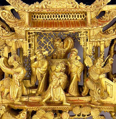 Lot 80 - A Chinese carved giltwood panel, early 20th century.