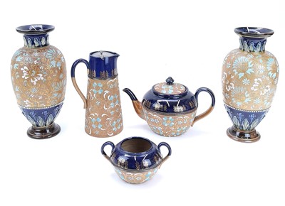 Lot 833 - A collection of late 19th century Doulton Slaters Patent 'Chine ware'.