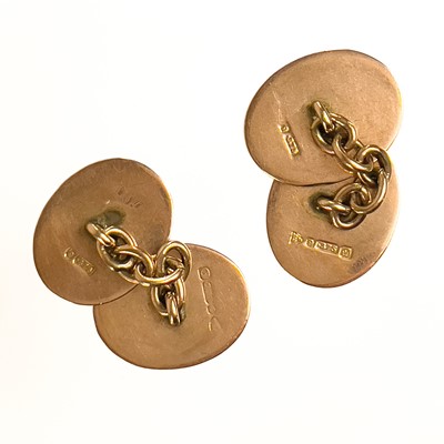 Lot 262 - An Edwardian pair of 9ct rose gold cuff links.