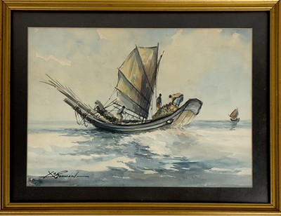 Lot 208 - Three watercolours by A.J. Rahman, Malaysian 1922-1995.