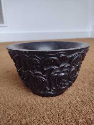 Lot 77 - A pair of Chinese carved Zitan wood bowls.