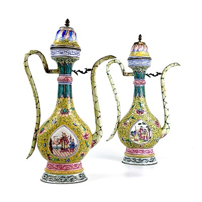 Lot 48 - A pair of Chinese enamel ewers, 18th century.