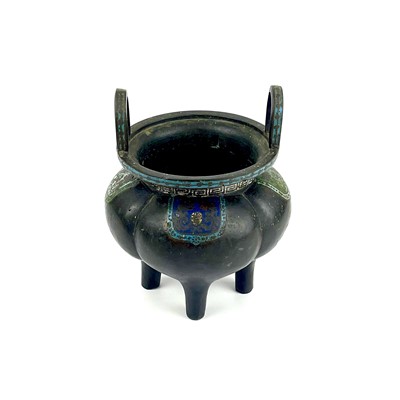Lot 81 - A Chinese large bronze and enamel censer, Qing or earlier.