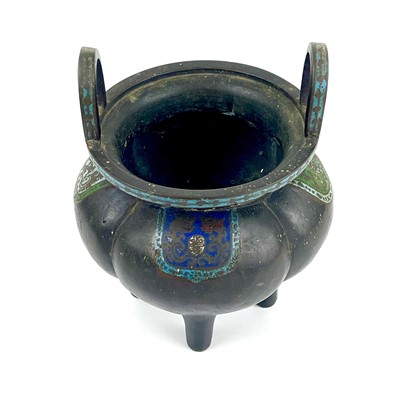 Lot 81 - A Chinese large bronze and enamel censer, Qing or earlier.