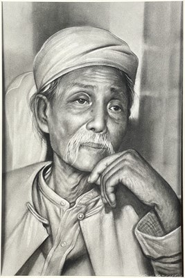 Lot 634 - A fine charcoal drawing of Thakin Kodaw Hmaing.