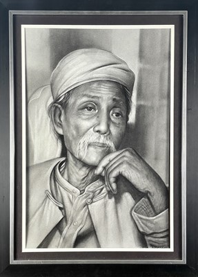 Lot 634 - A fine charcoal drawing of Thakin Kodaw Hmaing.