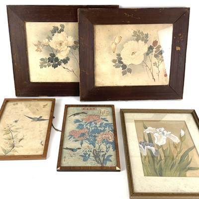 Lot 140 - A Chinese silk painting of lilies.