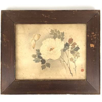 Lot 140 - A Chinese silk painting of lilies.