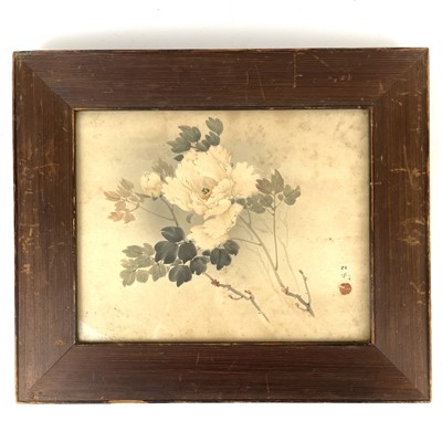 Lot 140 - A Chinese silk painting of lilies.