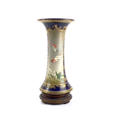 Lot 132 - A Japanese Satuma porcelain trumpet vase, Meiji period, signed.