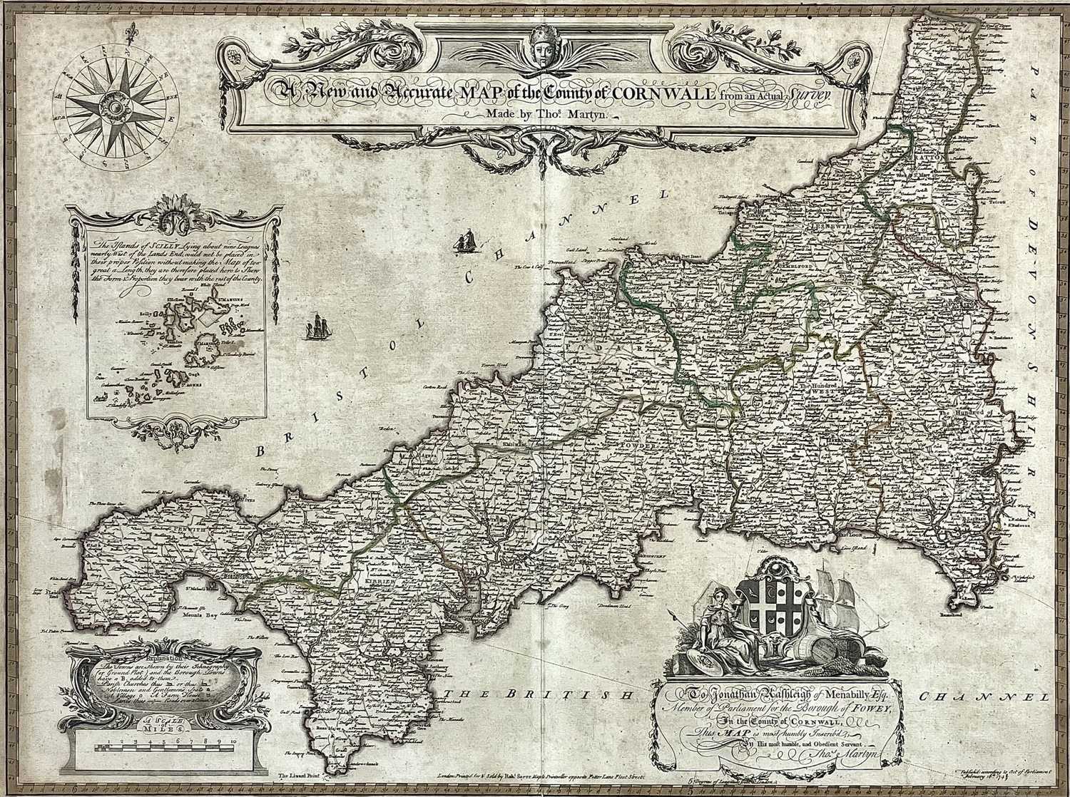 Lot 460 - THOMAS MARTYN (1695-1751). 'A New and Accurate Map of the County of Cornwall from an actual Survey,'