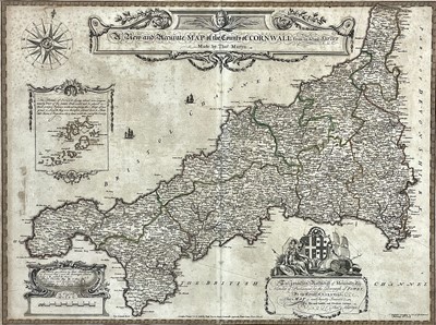 Lot 460 - THOMAS MARTYN (1695-1751). 'A New and Accurate Map of the County of Cornwall from an actual Survey,'