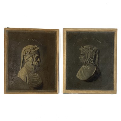 Lot 1412 - Two 19th Century portraits of earlier Italian poets, both oil on card.