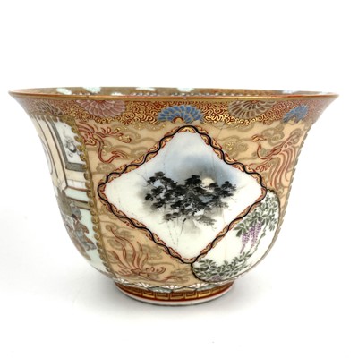Lot 130 - A Japanese Satsuma Kutani porcelain bowl, Meiji period.
