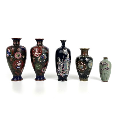 Lot 235 - A pair of Japanese cloisonne vases, signed