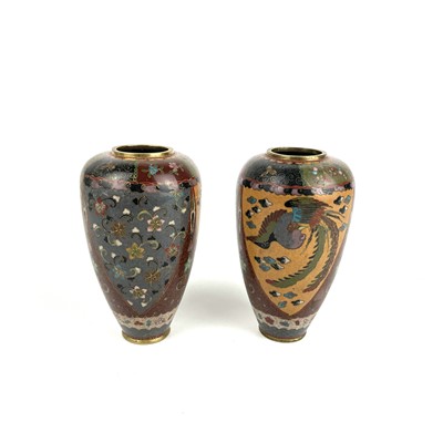 Lot 234 - A pair of Japanese cloisonné enamel vases, Meiji period.