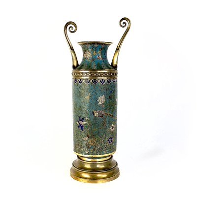 Lot 97 - A Chinese cloisonne enamel and gilt metal urn vase, Jiaqing period.