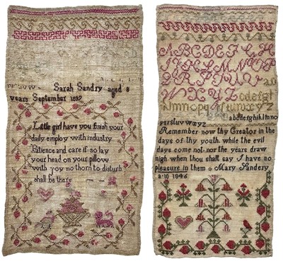 Lot 212 - A sampler by Sarah Sandry aged 8 dated September 1837.