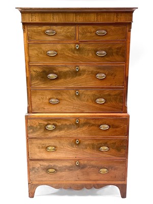 Lot 1809 - A late George III mahogany chest on chest.