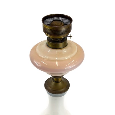 Lot 44 - A French opaque glass oil lamp.