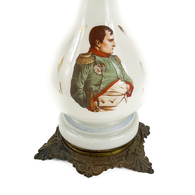 Lot 44 - A French opaque glass oil lamp.