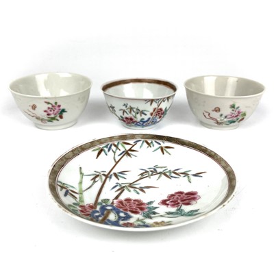 Lot 280 - Two Chinese famille rose porcelain tea bowls, 18th century.