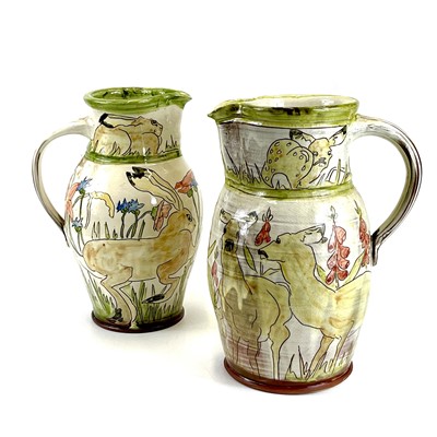 Lot 839 - Two Jennie HALE earthenware jugs.