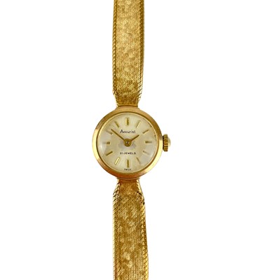 Lot 474 - An Accurist 1960's 9ct gold ladies manual wind bracelet wristwatch.