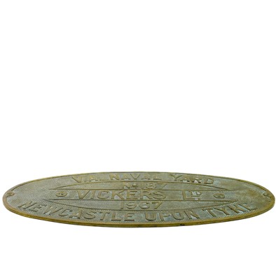 Lot 438 - A brass shipbuilders plate for the Protesilaus 1967 Vickers Ltd.